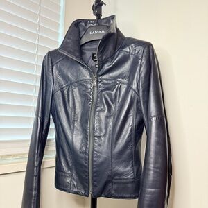 Danier Made In Canada Navy Soft Italian Leather Jacket Coat